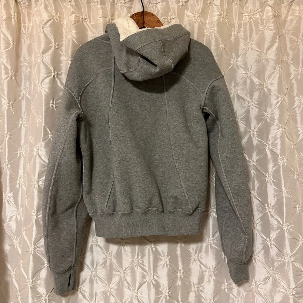 lululemon athletica Cream Teddy Zip-Up Jacket with Gray Trim